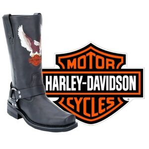 Harley Davidson vt Women’s Black Embroidered Iconic Logo Motorcycle Boots sz 8